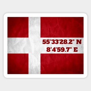 Blavandshuk Fyr coordinates with flag (horizontal) Sticker